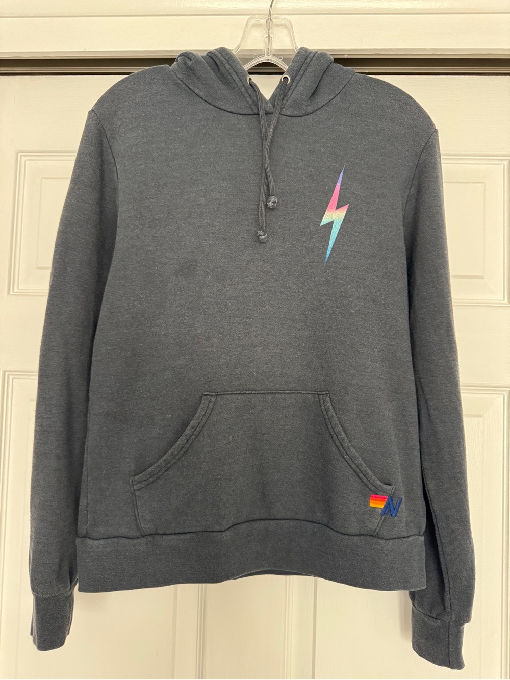 AVIATOR NATION | RARE rainbow bolt front & back hoodie charcoal heather SMALL